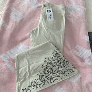 143 story NWT gorgeous black star embroidered bell bottoms